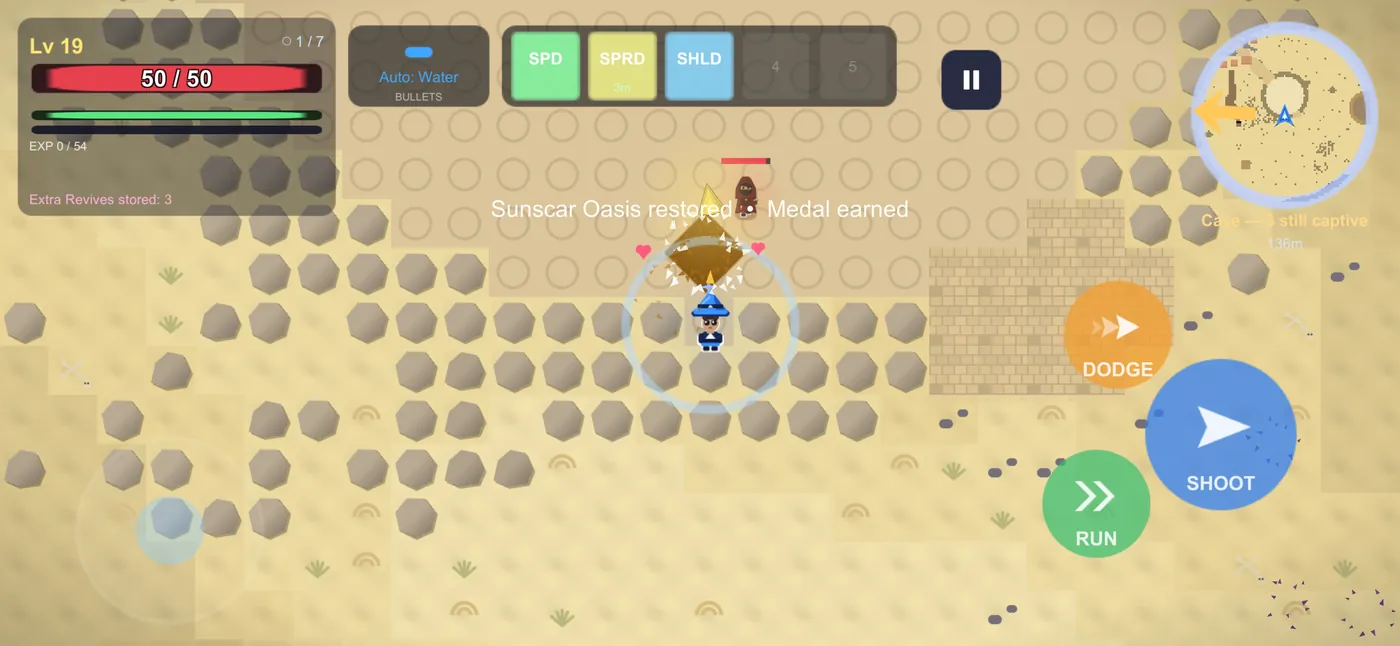 A Circle Fragment rising from a beaten boss.