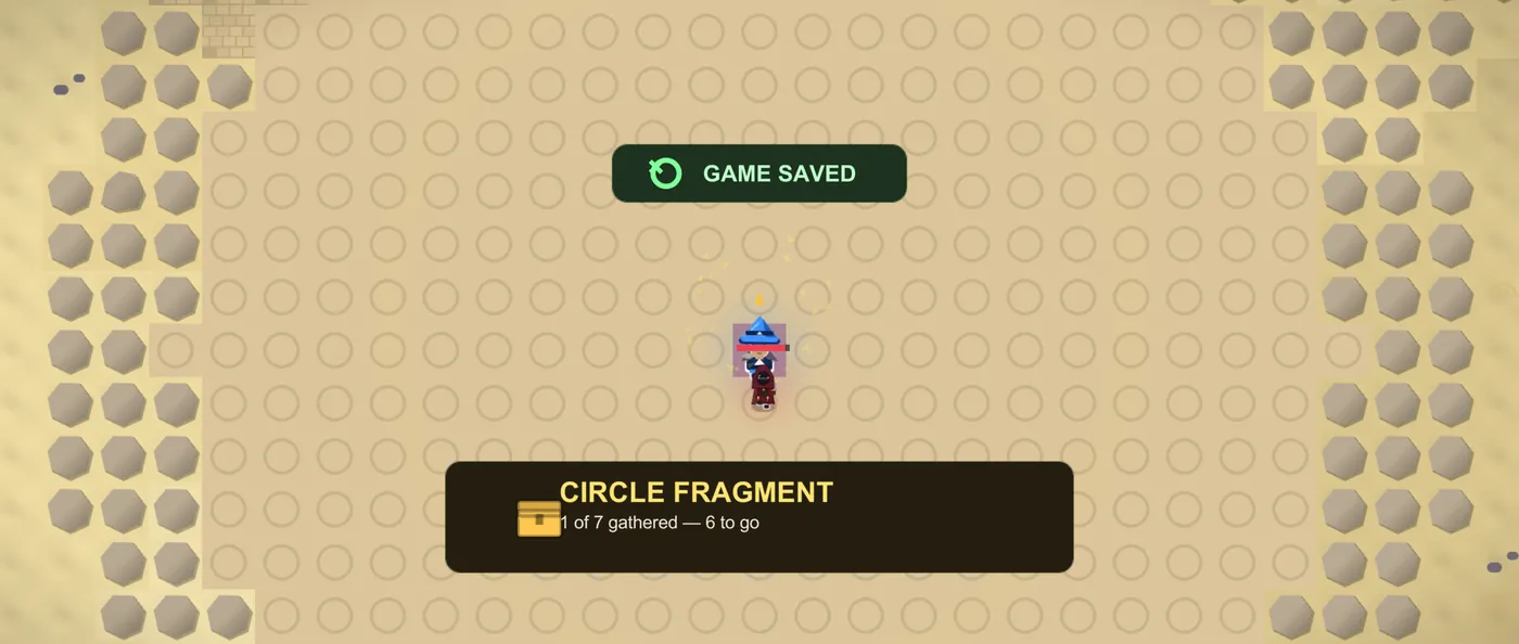 The Circle Fragment card after a boss falls: one of seven gathered, six to go.